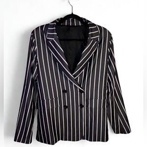 Striped Blue and White Women's Blazer